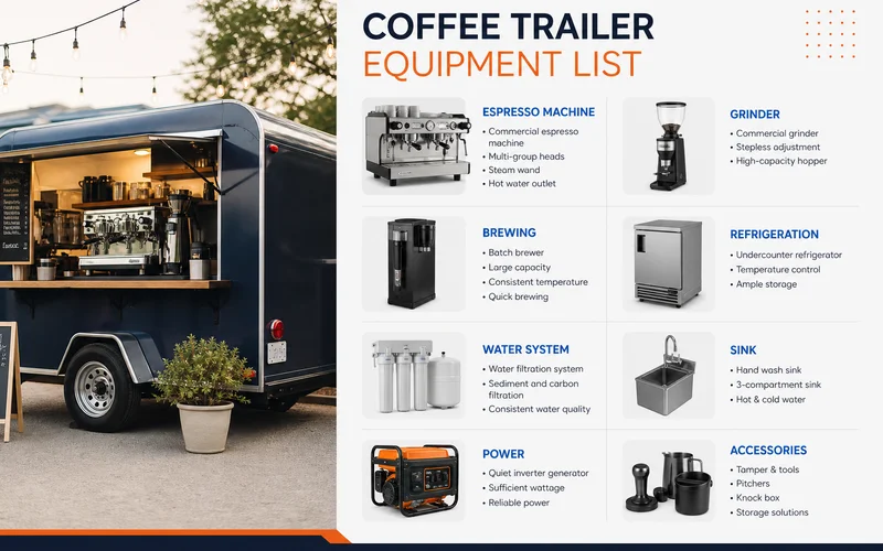 Equipment list for a coffee trailer build