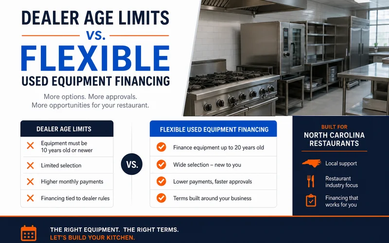 Comparison of dealer age limits vs flexible used equipment financing