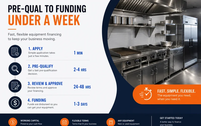 Timeline showing pre-qualification to funding in under a week