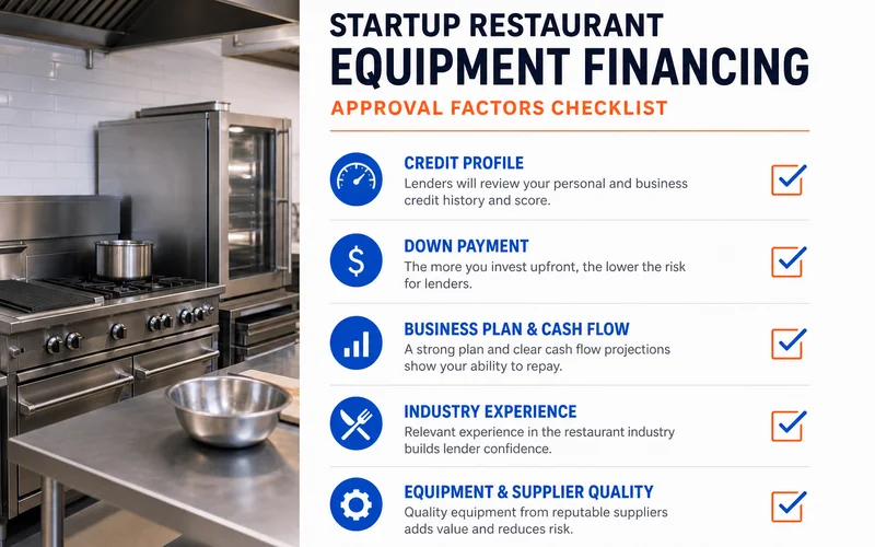 Checklist of approval factors for startup restaurant equipment financing