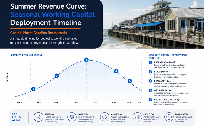 A seasonal revenue curve showing where working capital deploys best on the coast