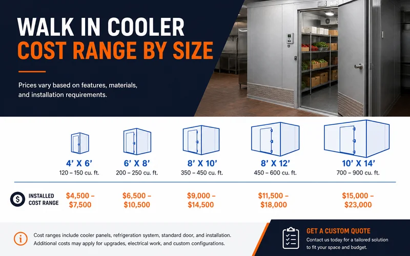 Walk-in cooler cost range by size