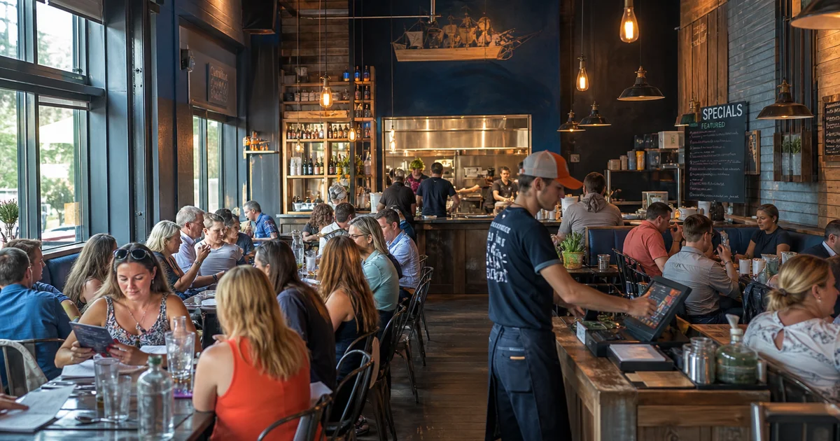 A busy NC restaurant during peak hours with strong card sales