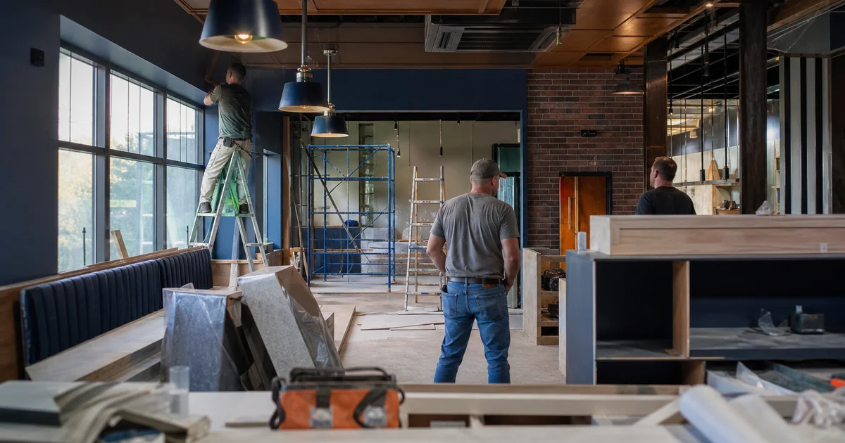 A restaurant mid-remodel with new finishes going in
