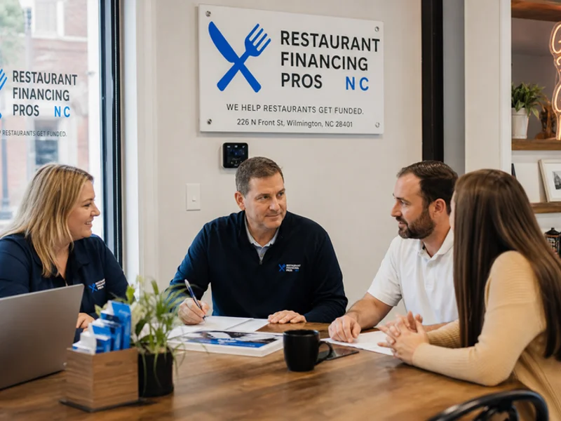 Restaurant Financing Pros NC team meeting with an operator at the Wilmington office